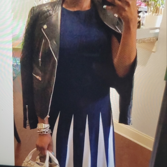 Navy and Blue Contrast Sweater Dress - Picture 7 of 7